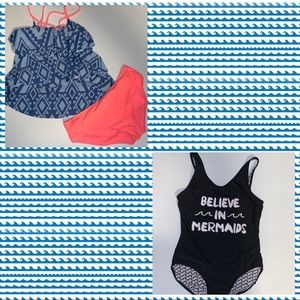 2- swimsuits; Tankini two piece and one piece